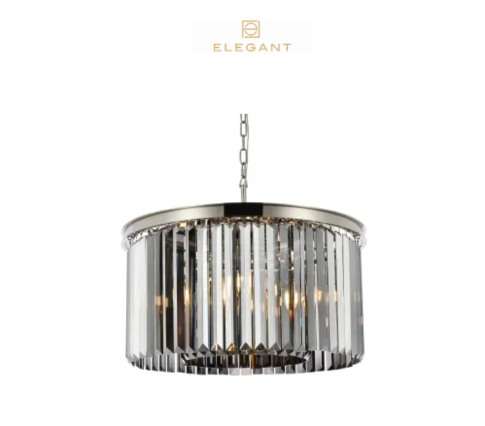 Elegant Lighting Sydney 8 Light 26" Wide Crystal Drum Chandelier with Silver Shade Royal Cut Crystals