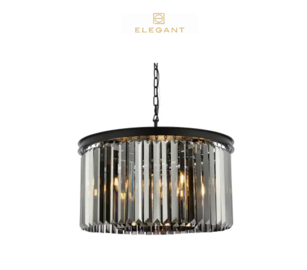 Elegant Lighting Sydney 8 Light 26" Wide Crystal Drum Chandelier with Silver Shade Royal Cut Crystals