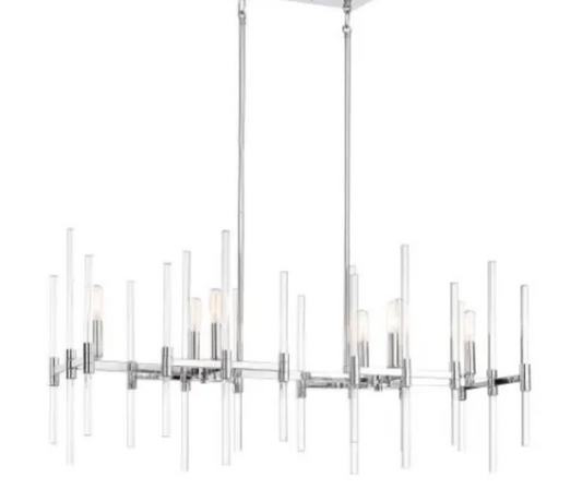 Pillar 6 Light 38" Wide Single Tier Linear Chandelier