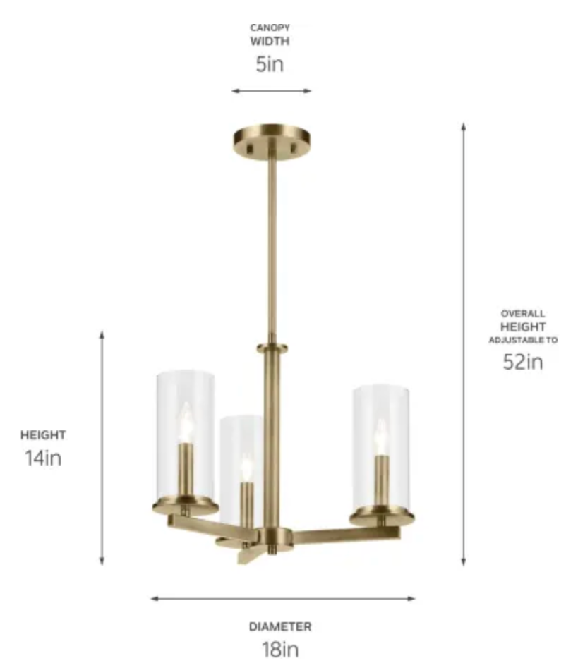 Kichler Crosby 3 Light 18" Wide Chandelier